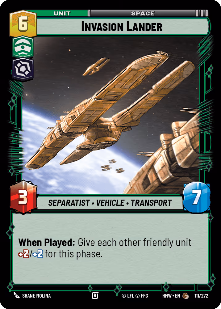 Invasion Lander HMW-111 Star Wars Unlimited card