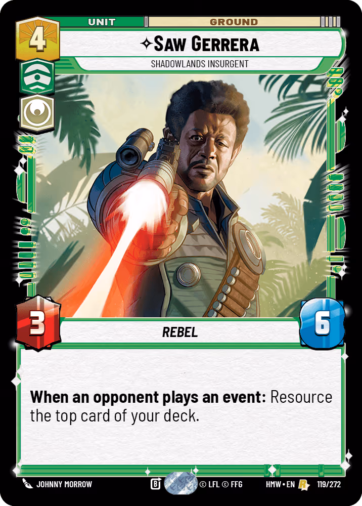 Saw Gerrera - Shadowlands Insurgent HMW-119 Star Wars Unlimited card