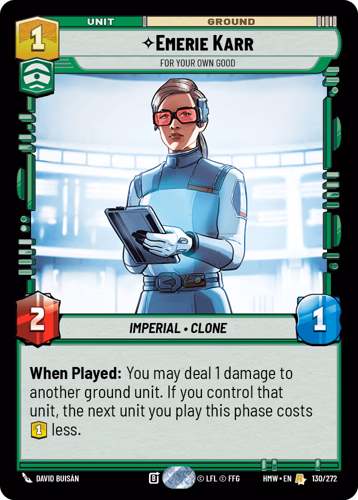 Emerie Karr - For Your Own Good HMW-130 Star Wars Unlimited card
