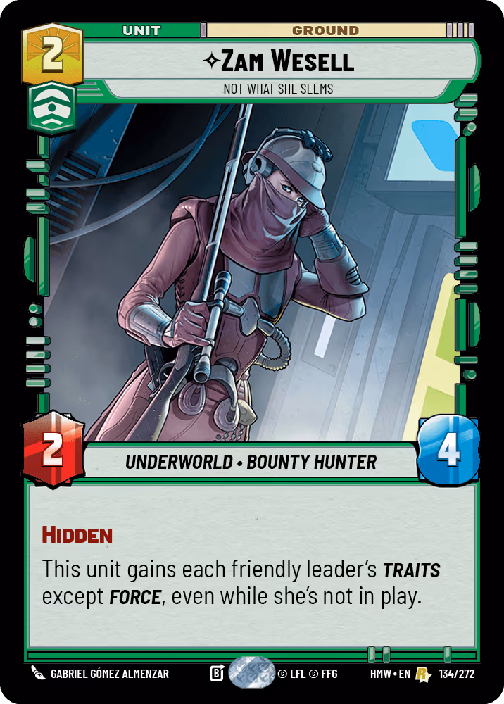 Zam Wesell - Not What She Seems HMW-134 Star Wars Unlimited card