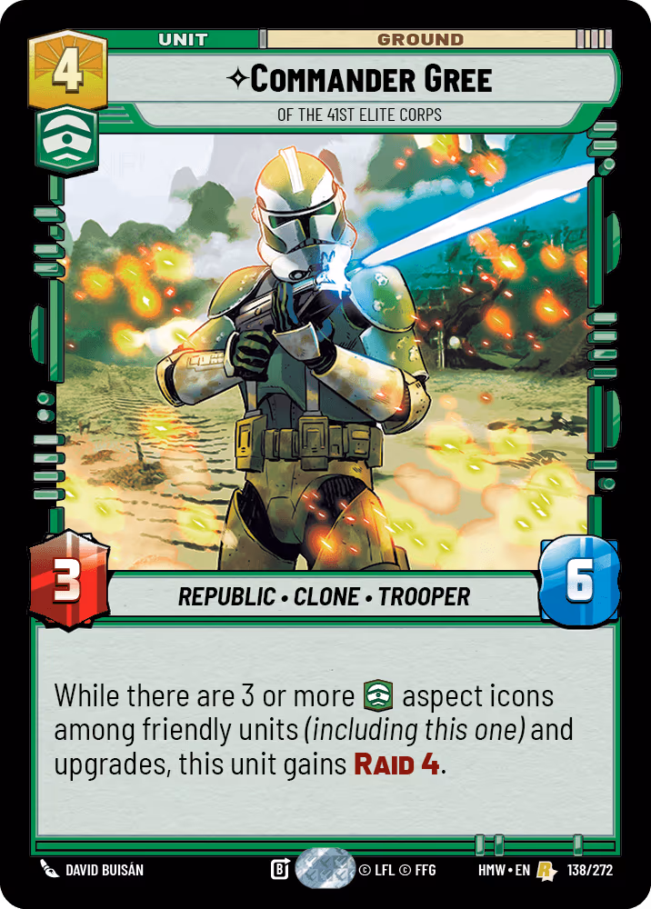 Commander Gree - Of the 41st Elite Corps HMW-138 Star Wars Unlimited card