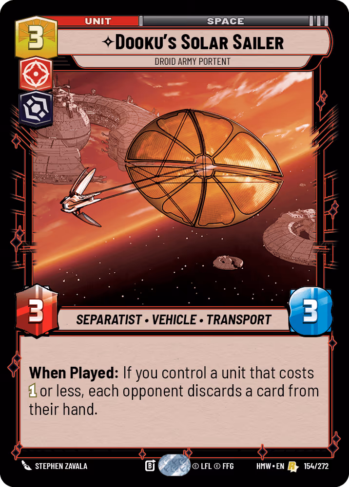 Dooku's Solar Sailer - Droid Army Portent HMW-154 Star Wars Unlimited card
