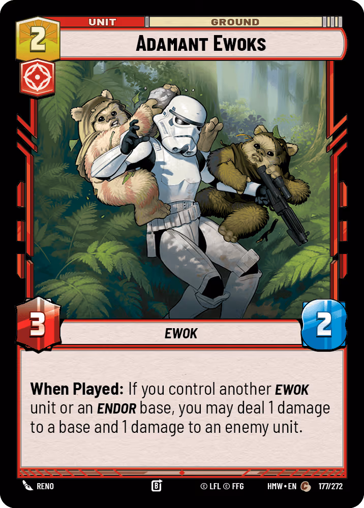 Adamant Ewoks HMW-177 Star Wars Unlimited card