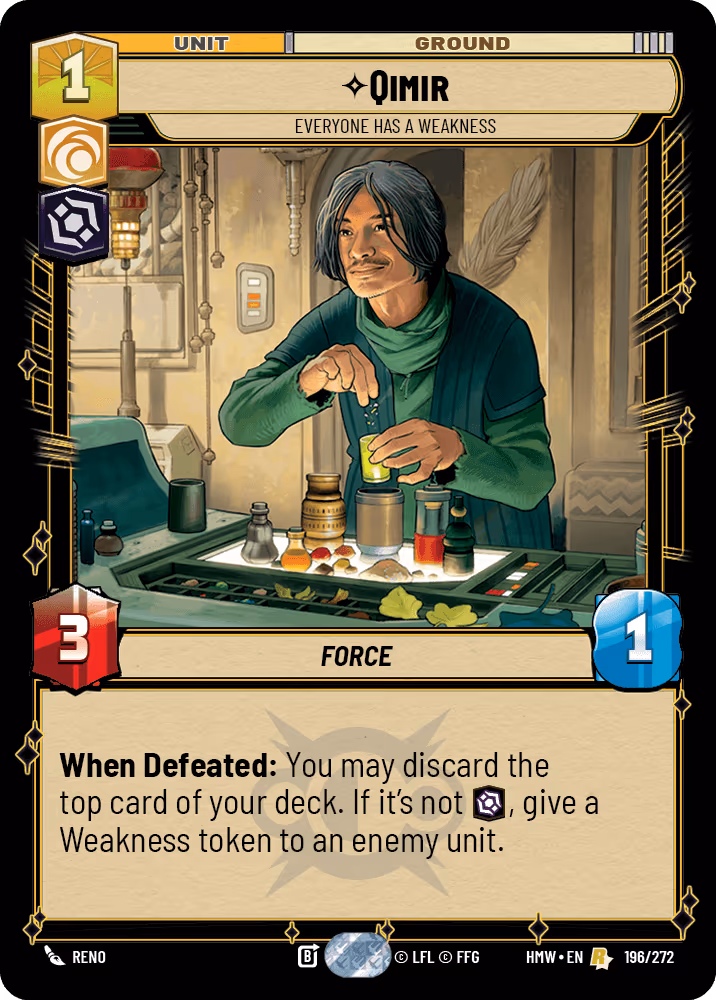 Qimir - Everyone Has a Weakness HMW-196 Star Wars Unlimited card