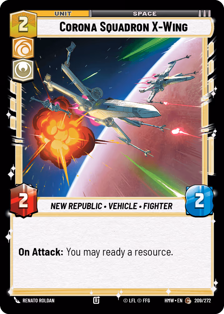 Corona Squadron X-Wing HMW-209 Star Wars Unlimited card