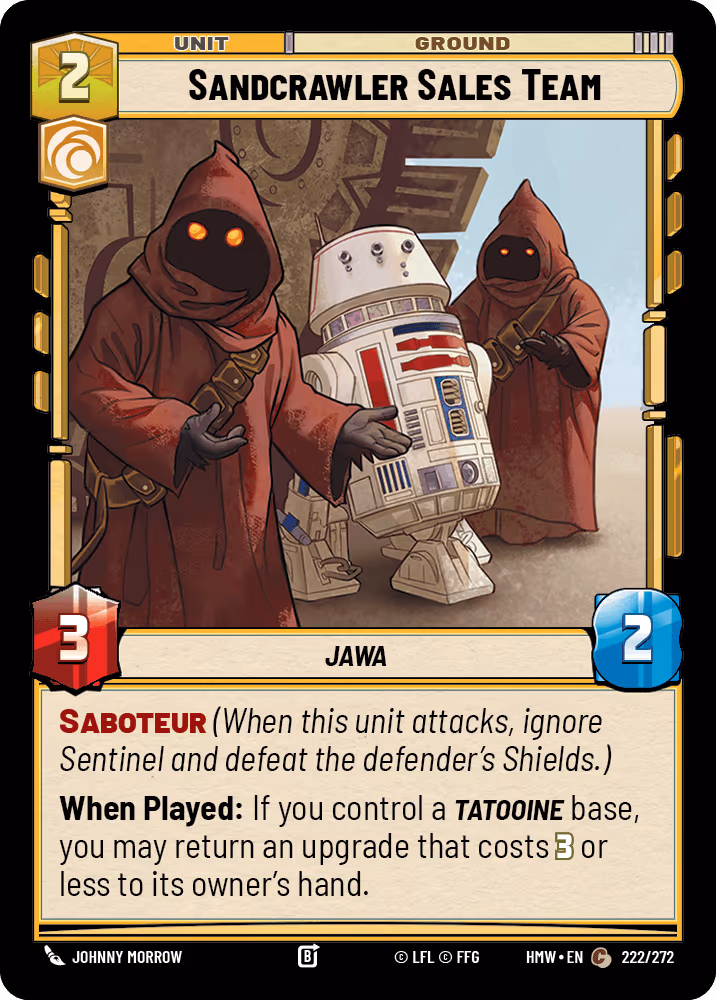 Sandcrawler Sales Team HMW-222 Star Wars Unlimited card