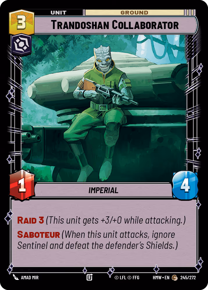 Trandoshan Collaborator HMW-245 Star Wars Unlimited card