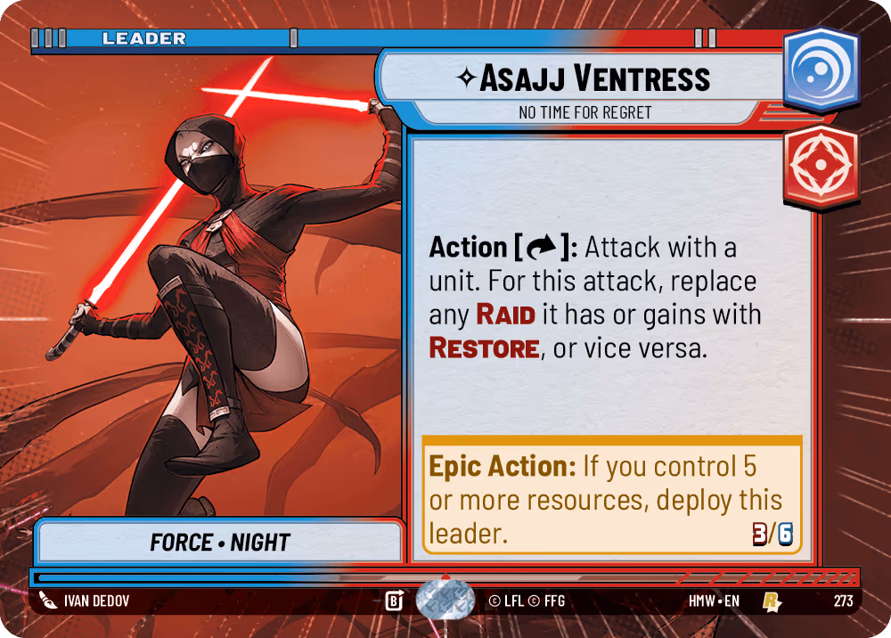 Asajj Ventress - No Time for Regret HMW-273 Hyperspace Star Wars Unlimited card