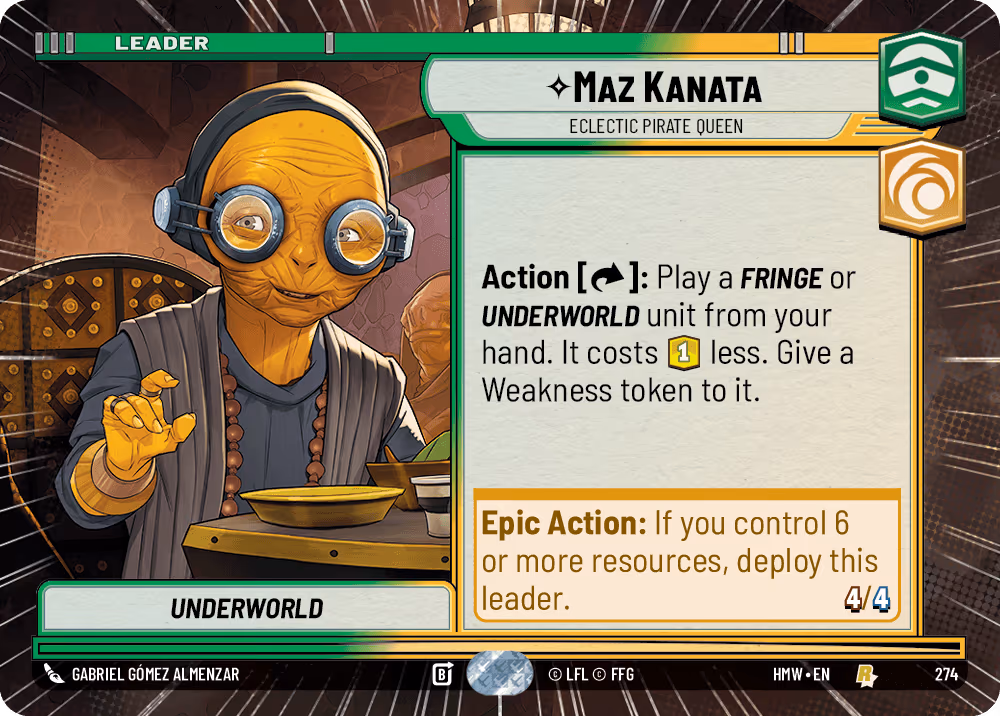 Maz Kanata - Eclectic Pirate Queen HMW-274 Hyperspace Star Wars Unlimited card