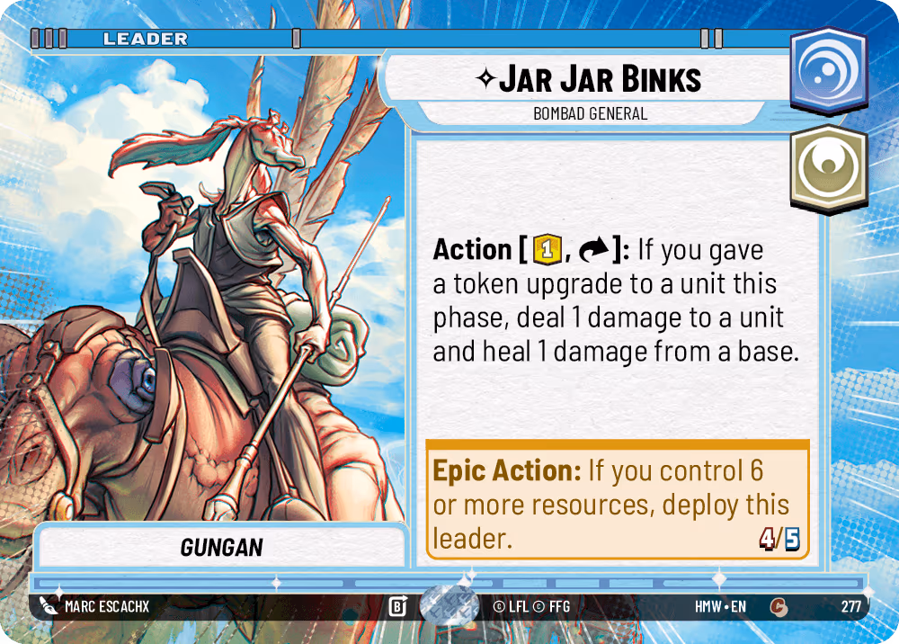 Jar Jar Binks - Bombad General HMW-277 Hyperspace Star Wars Unlimited card