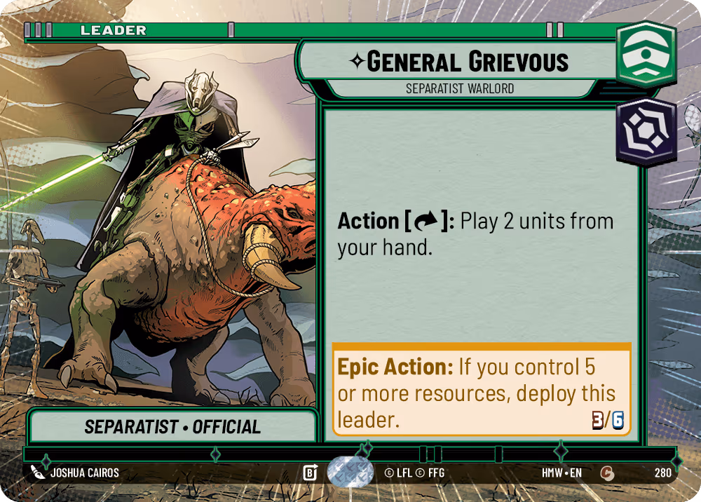 General Grievous - Separatist Warlord HMW-280 Hyperspace Star Wars Unlimited card