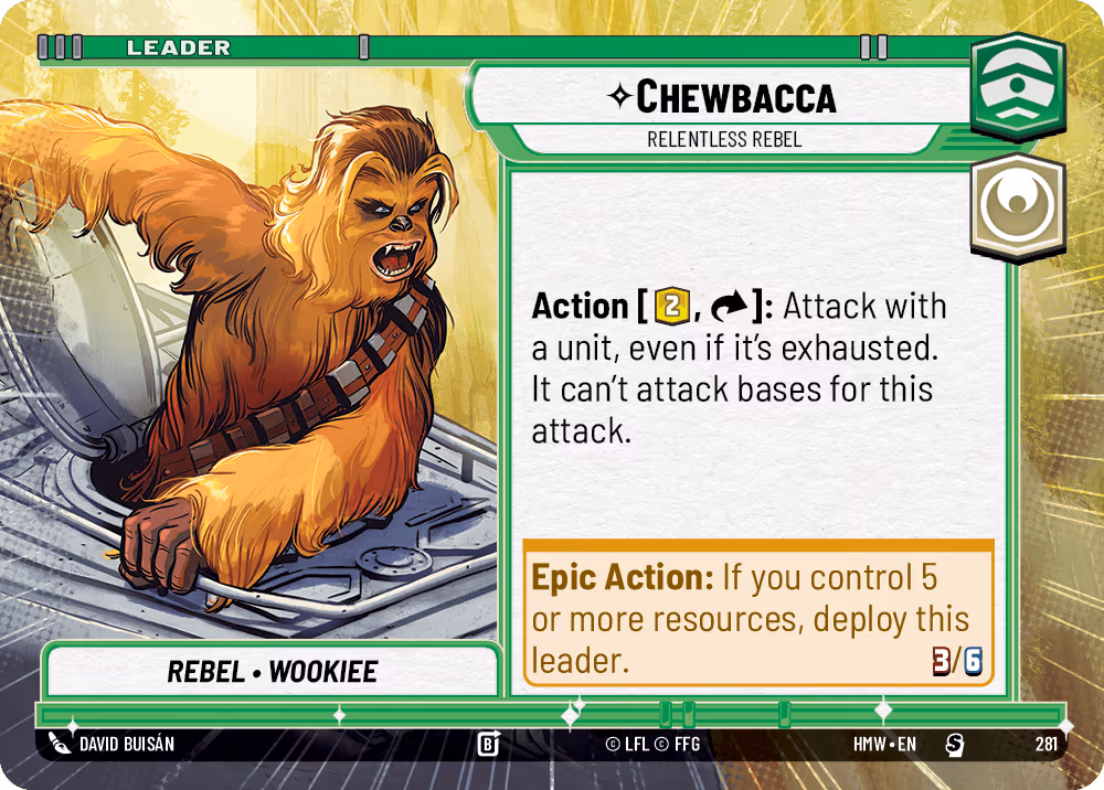 Chewbacca - Relentless Rebel HMW-281 Hyperspace Star Wars Unlimited card