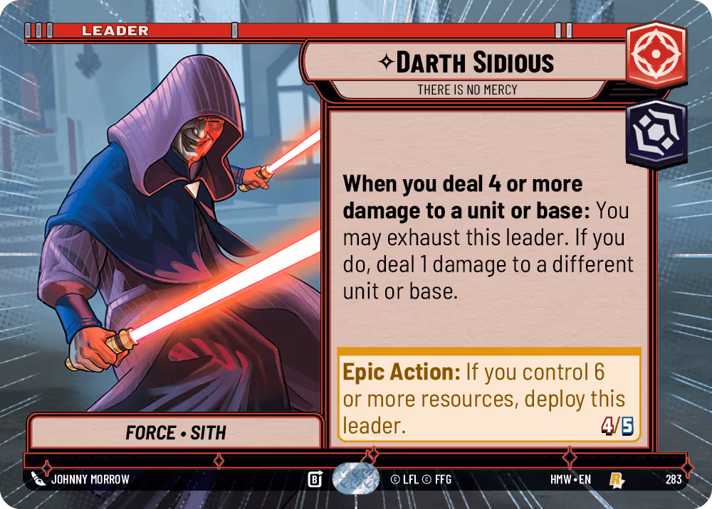 Darth Sidious - There is no Mercy HMW-283 Hyperspace Star Wars Unlimited card