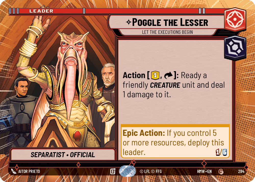 Poggle the Lesser - Let the Executions Begin HMW-284 Hyperspace Star Wars Unlimited card
