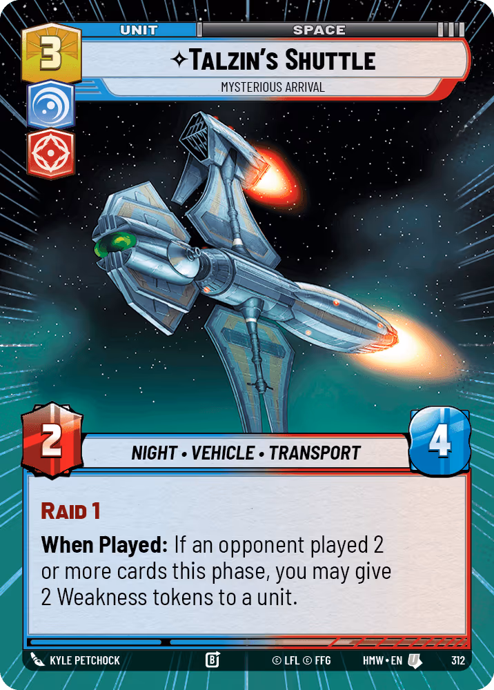 Talzin's Shuttle - Mysterious Arrival HMW-312 Hyperspace Star Wars Unlimited card