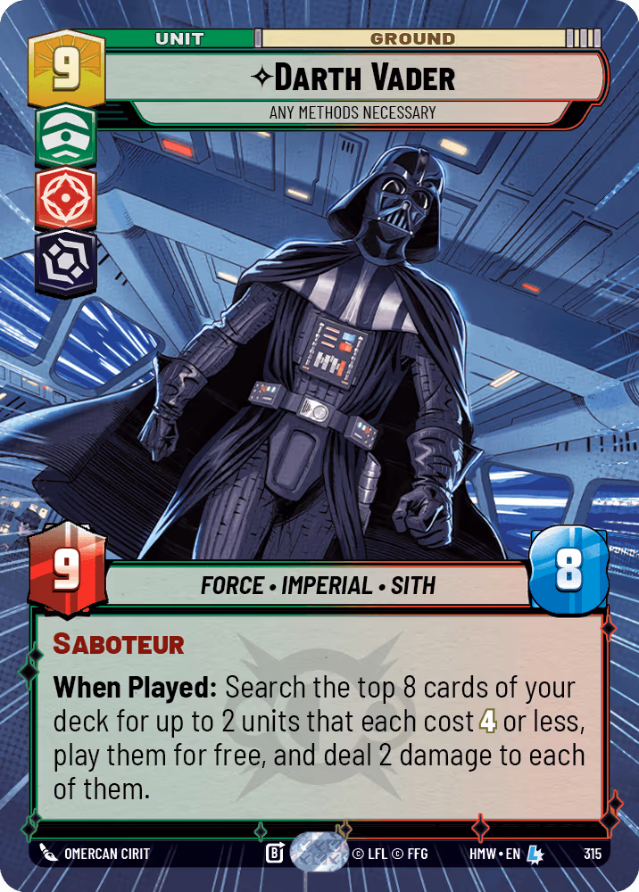 Darth Vader - Any Methods Necessary HMW-315 Hyperspace Star Wars Unlimited card