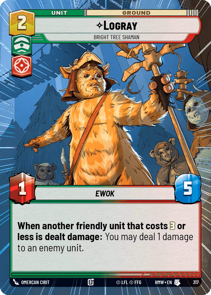 Logray - Bright Tree Shaman HMW-317 Hyperspace Star Wars Unlimited card