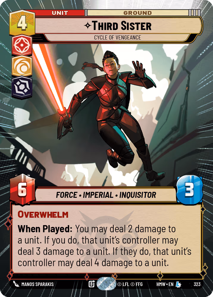 Third Sister - Cycle of Vengeance HMW-323 Hyperspace Star Wars Unlimited card