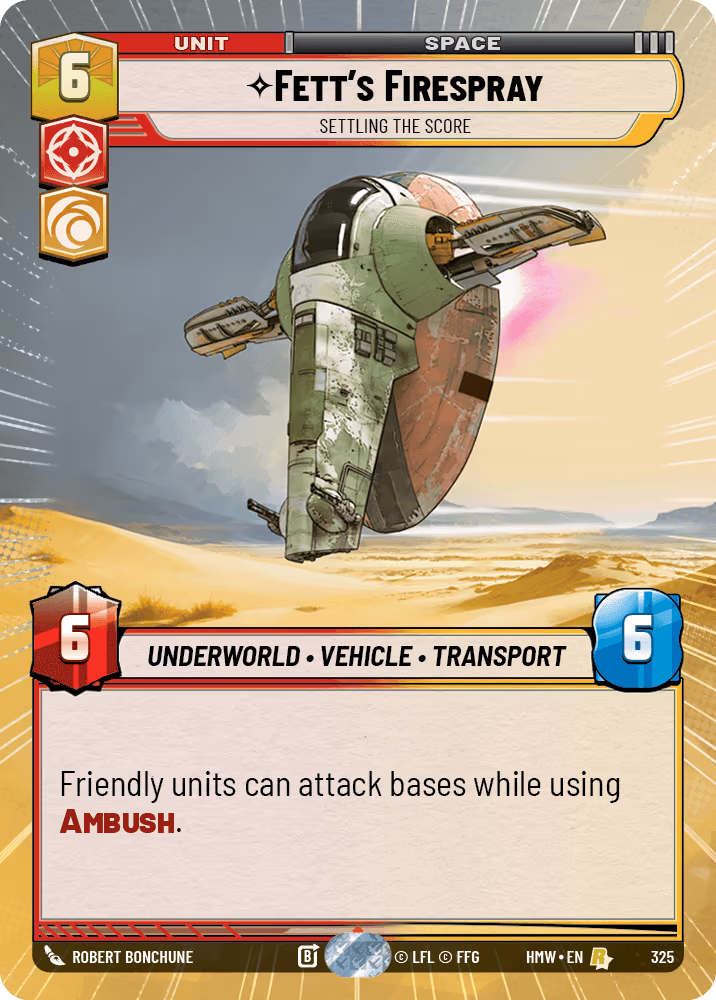 Fett's Firespray - Settling the Score HMW-325 Hyperspace Star Wars Unlimited card