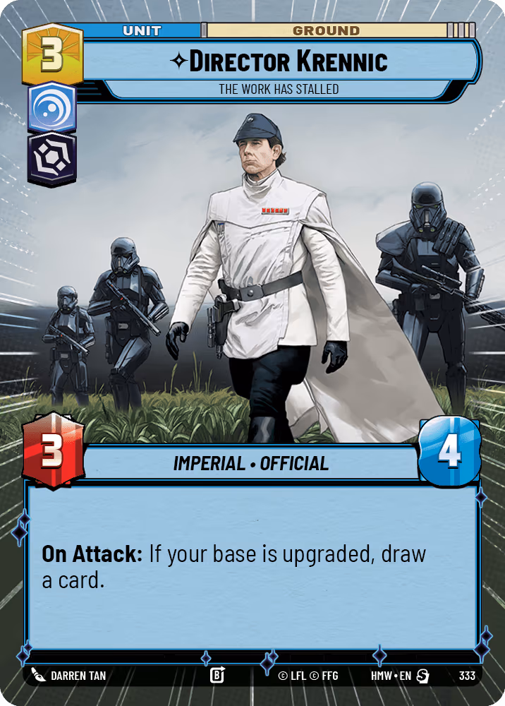 Director Krennic - The Work has Stalled HMW-333 Hyperspace Star Wars Unlimited card