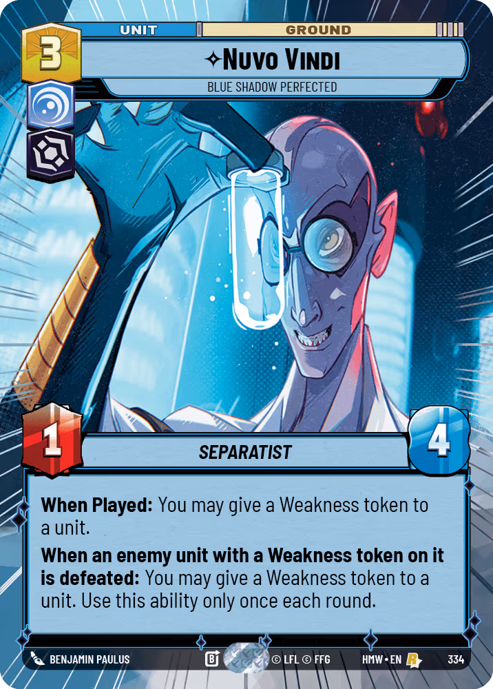 Nuvo Vindi - Blue Shadow Perfected HMW-334 Hyperspace Star Wars Unlimited card