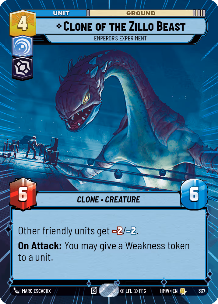 Clone of the Zillo Beast - Emperor's Experiment HMW-337 Hyperspace Star Wars Unlimited card