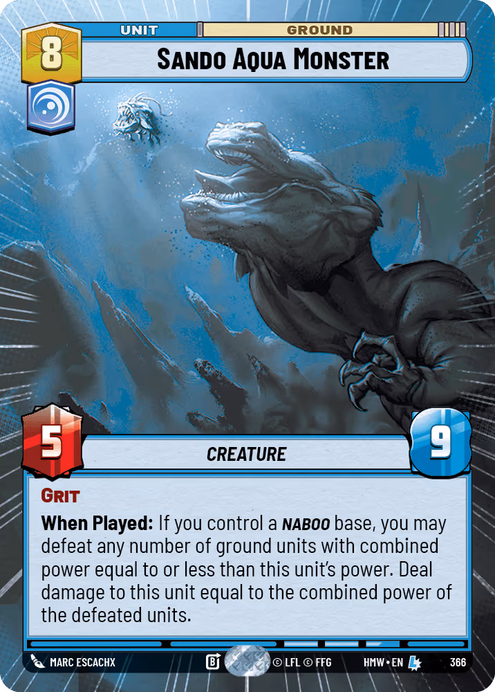 Sando Aqua Monster HMW-366 Hyperspace Star Wars Unlimited card