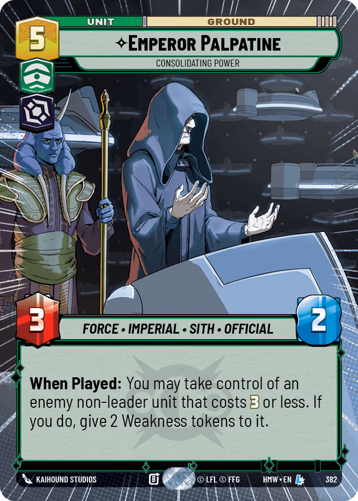 Emperor Palpatine - Consolidating Power HMW-382 Hyperspace Star Wars Unlimited card