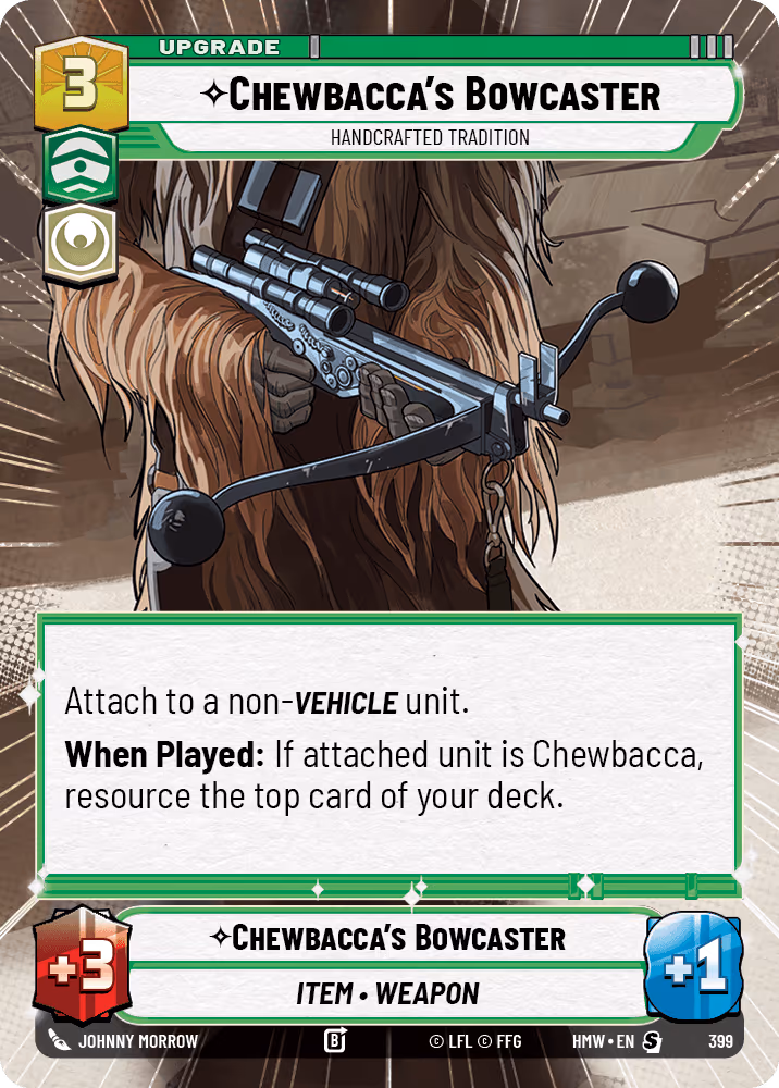 Chewbacca's Bowcaster - Handcrafted Tradition HMW-399 Hyperspace Star Wars Unlimited card
