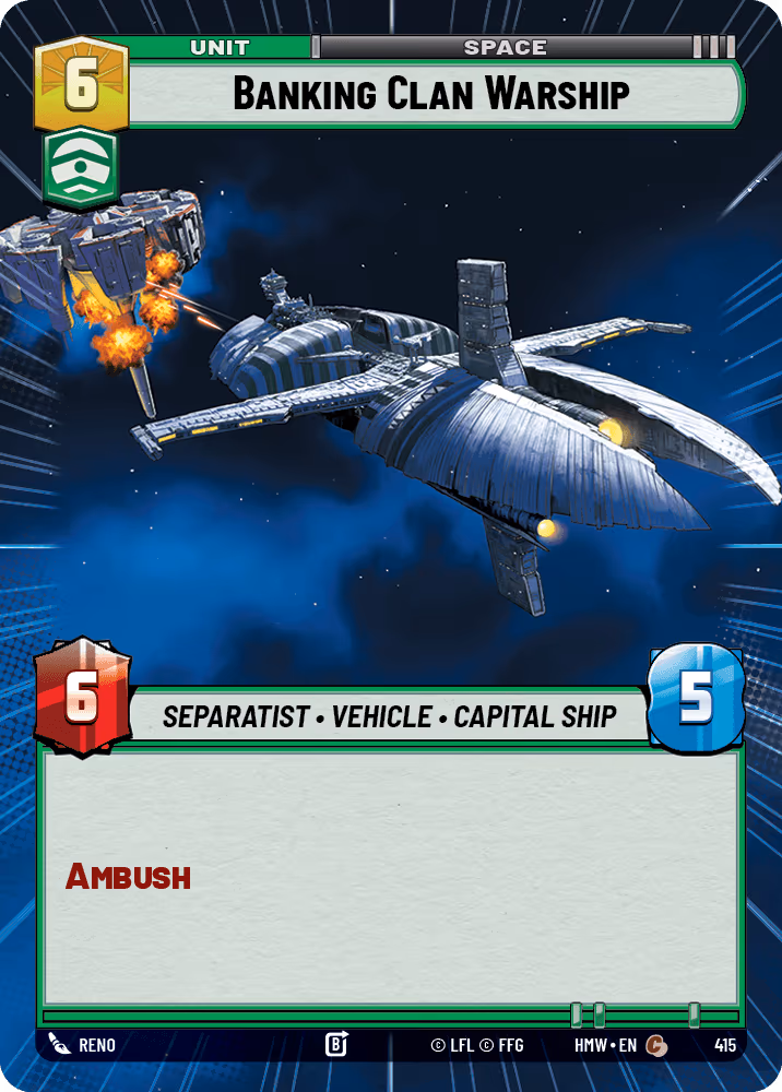 Banking Clan Warship HMW-415 Hyperspace Star Wars Unlimited card