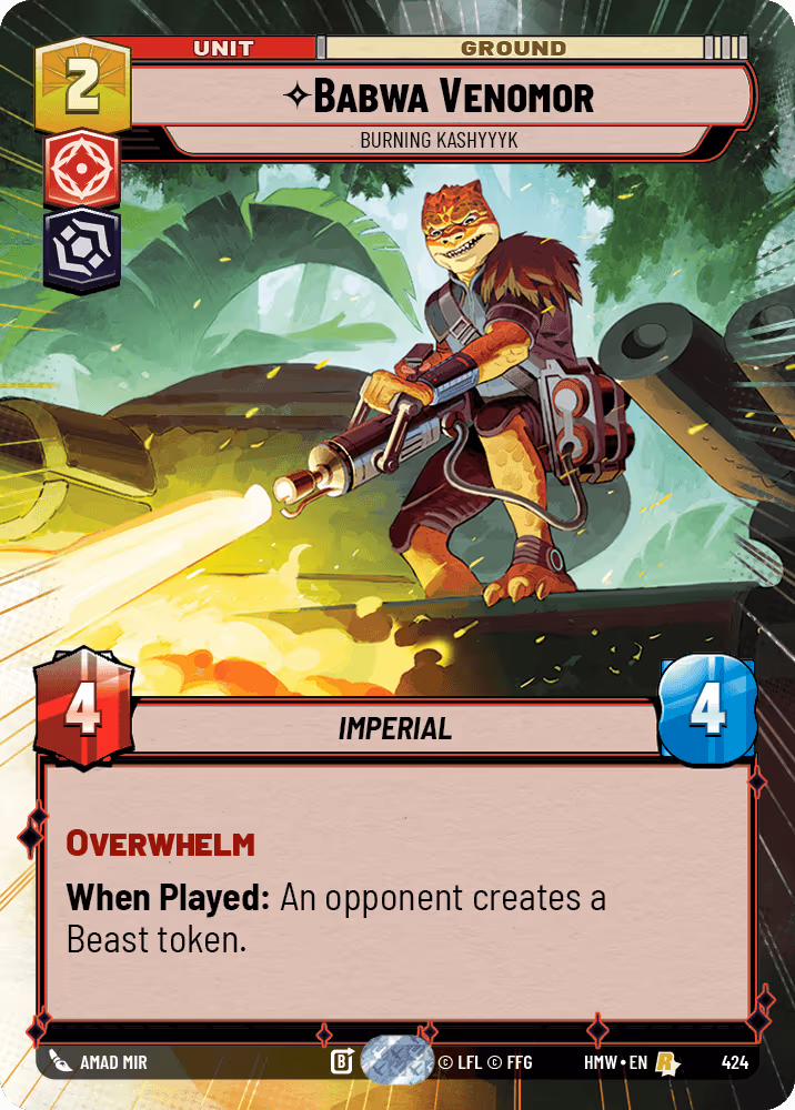 Babwa Venomor - Burning Kashyyyk HMW-424 Hyperspace Star Wars Unlimited card
