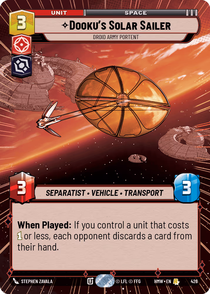 Dooku's Solar Sailer - Droid Army Portent HMW-426 Hyperspace Star Wars Unlimited card