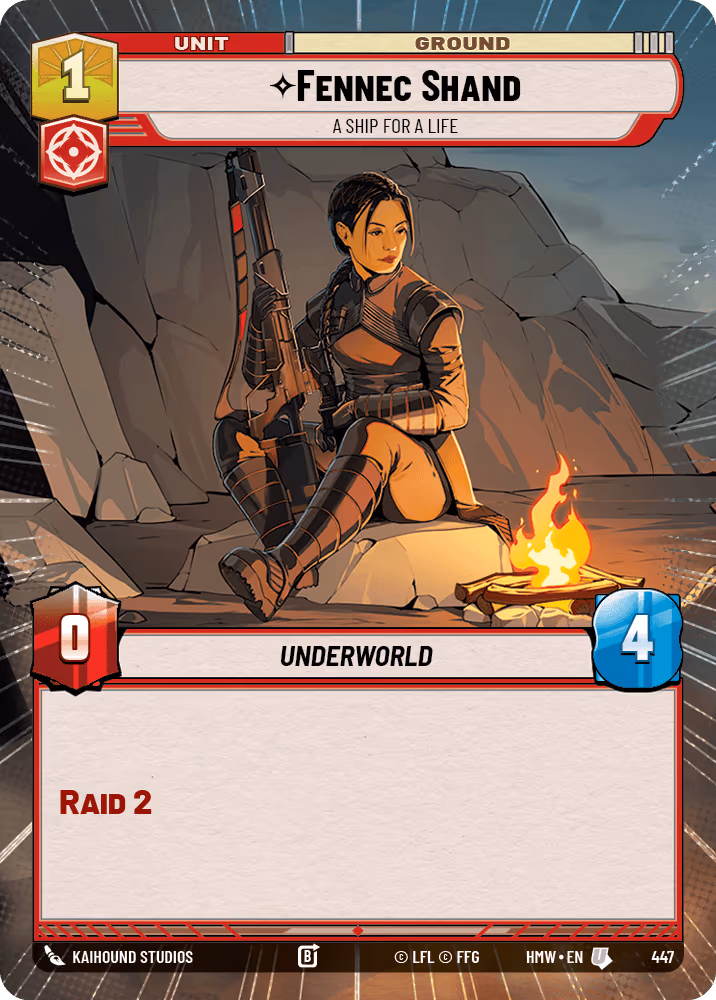 Fennec Shand - A Ship for a Life HMW-447 Hyperspace Star Wars Unlimited card