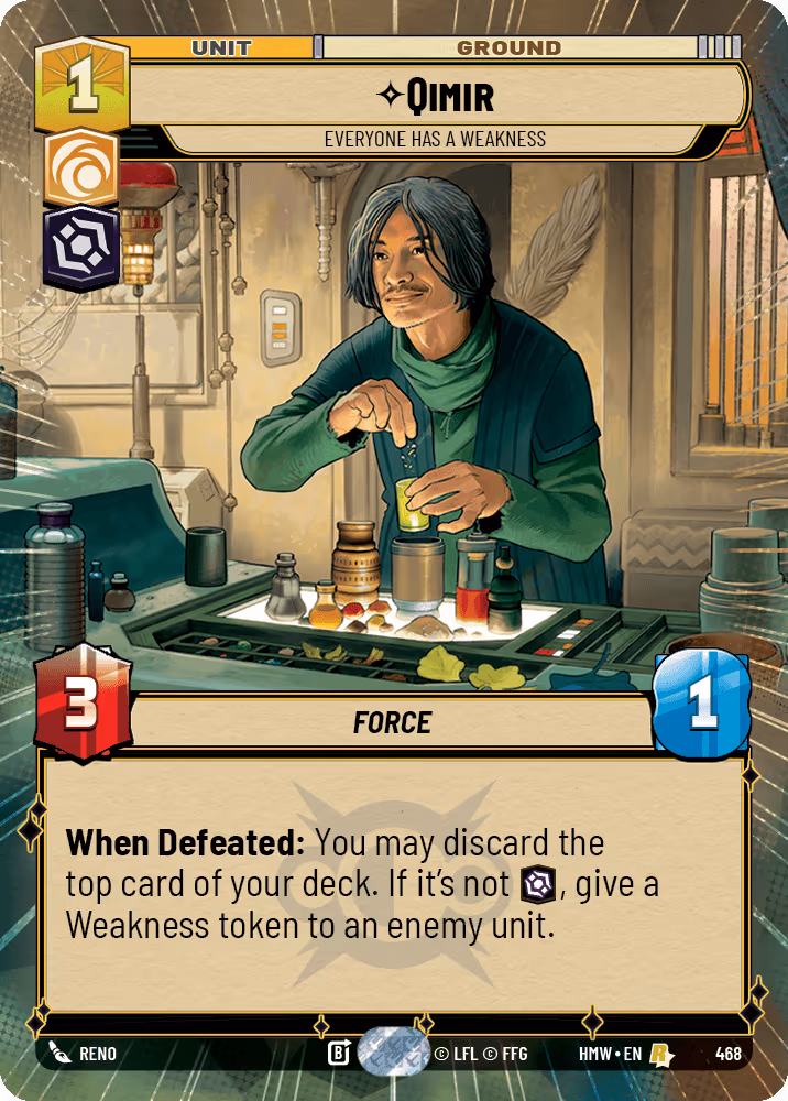 Qimir - Everyone Has a Weakness HMW-468 Hyperspace Star Wars Unlimited card