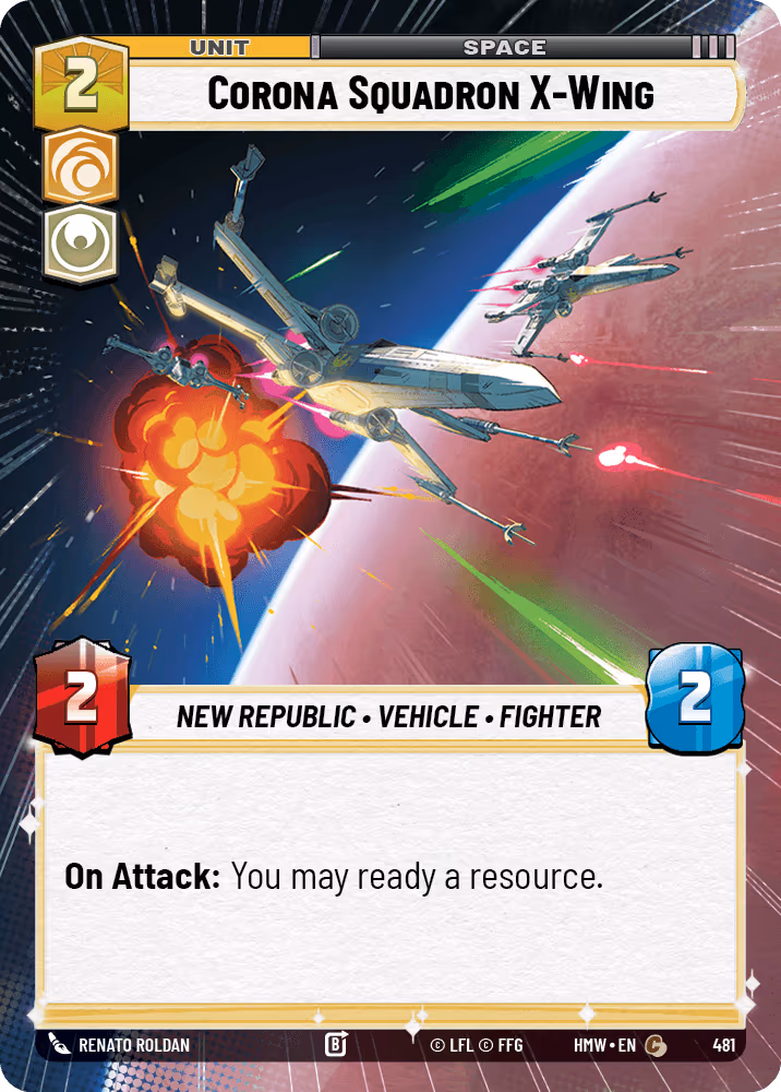 Corona Squadron X-Wing HMW-481 Hyperspace Star Wars Unlimited card