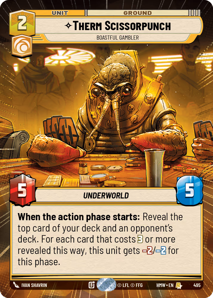 Therm Scissorpunch - Boastful Gambler HMW-495 Hyperspace Star Wars Unlimited card