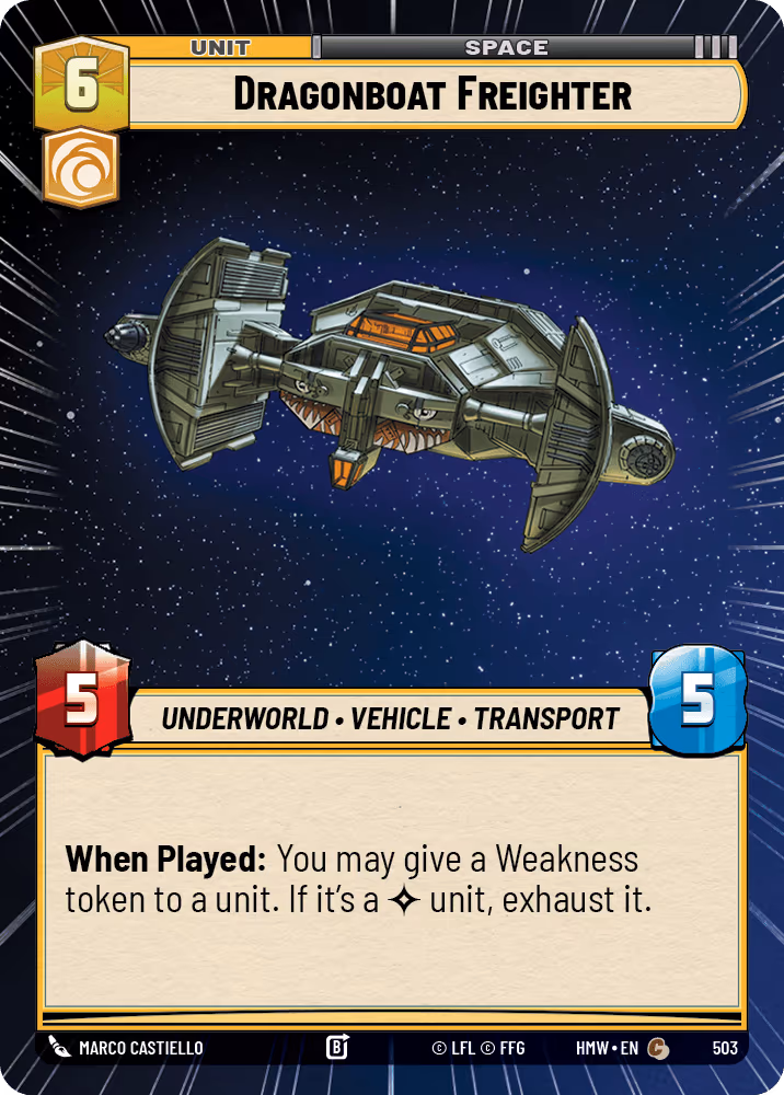 Dragonboat Freighter HMW-503 Hyperspace Star Wars Unlimited card