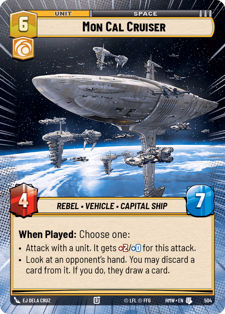 Mon Cal Cruiser HMW-504 Hyperspace Star Wars Unlimited card