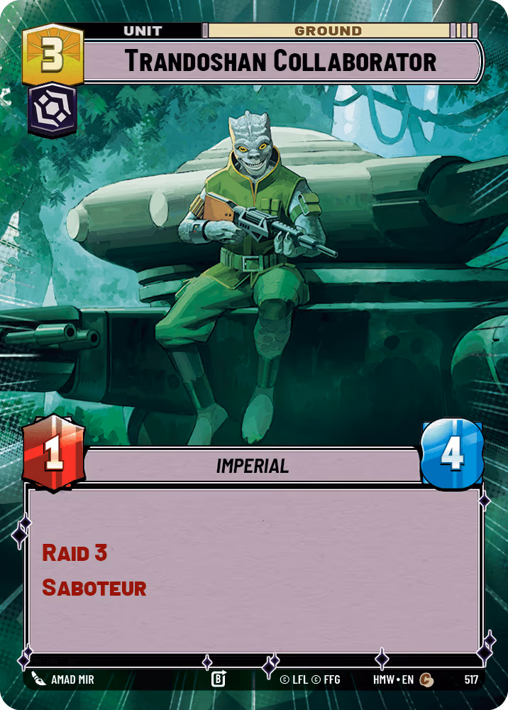 Trandoshan Collaborator HMW-517 Hyperspace Star Wars Unlimited card