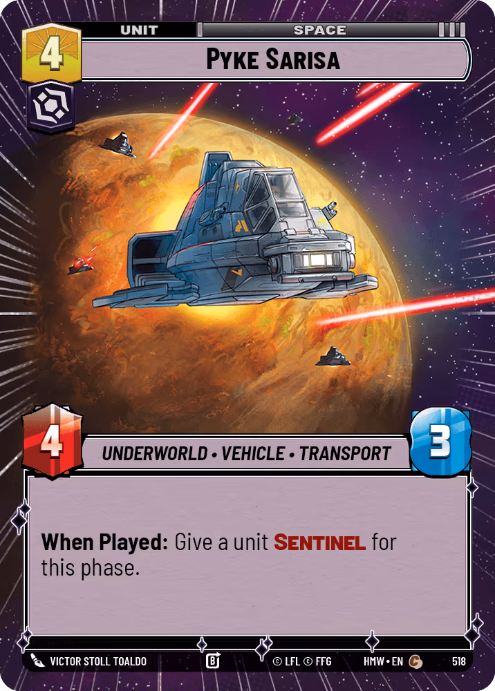 Pyke Sarisa HMW-518 Hyperspace Star Wars Unlimited card