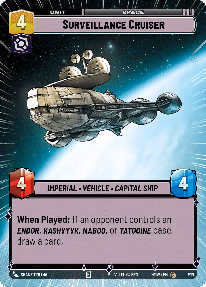 Surveillance Cruiser HMW-519 Hyperspace Star Wars Unlimited card