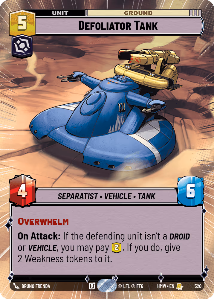 Defoliator Tank HMW-520 Hyperspace Star Wars Unlimited card