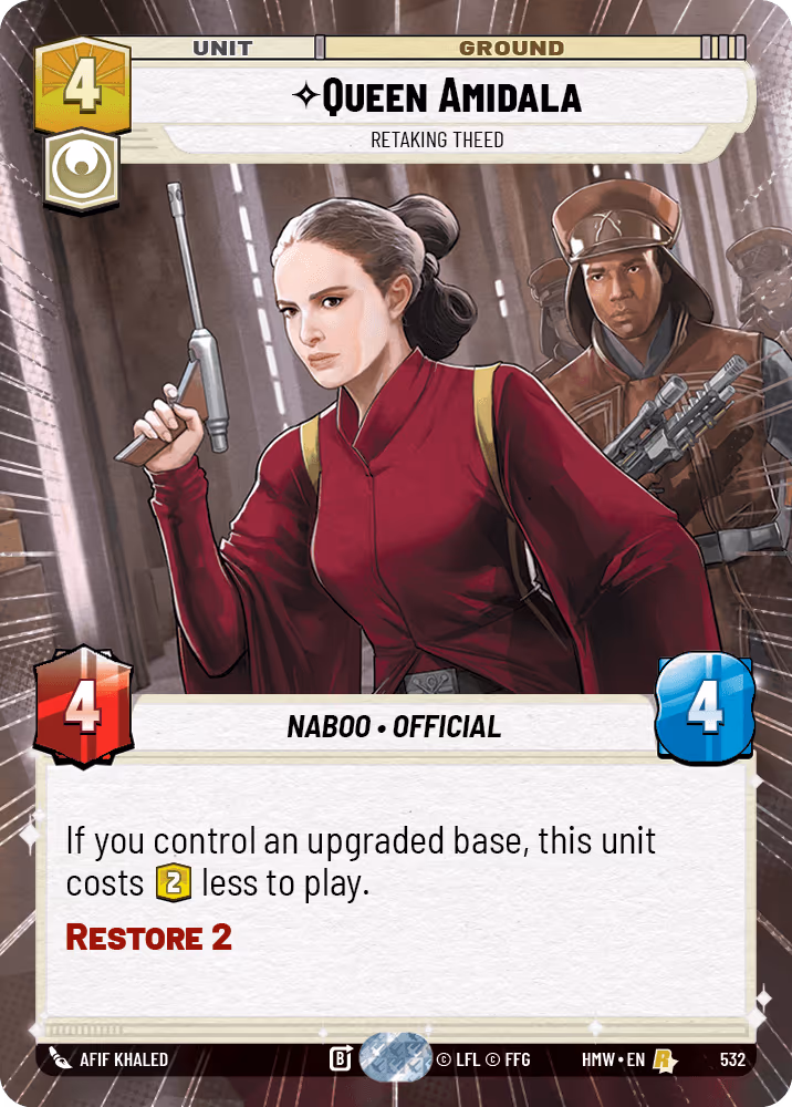 Queen Amidala - Retaking Theed HMW-532 Hyperspace Star Wars Unlimited card