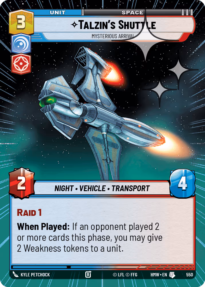 Talzin's Shuttle - Mysterious Arrival HMW-550 Hyperspace Foil Star Wars Unlimited card