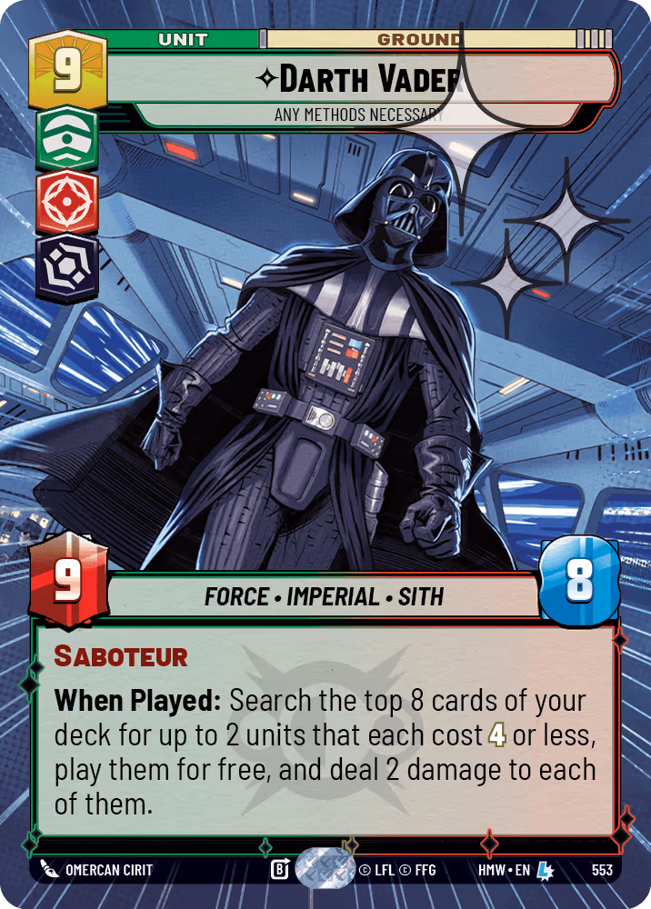 Darth Vader - Any Methods Necessary HMW-553 Hyperspace Foil Star Wars Unlimited card