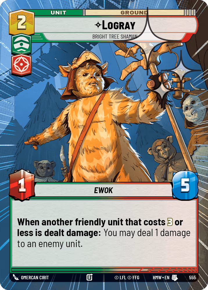 Logray - Bright Tree Shaman HMW-555 Hyperspace Foil Star Wars Unlimited card