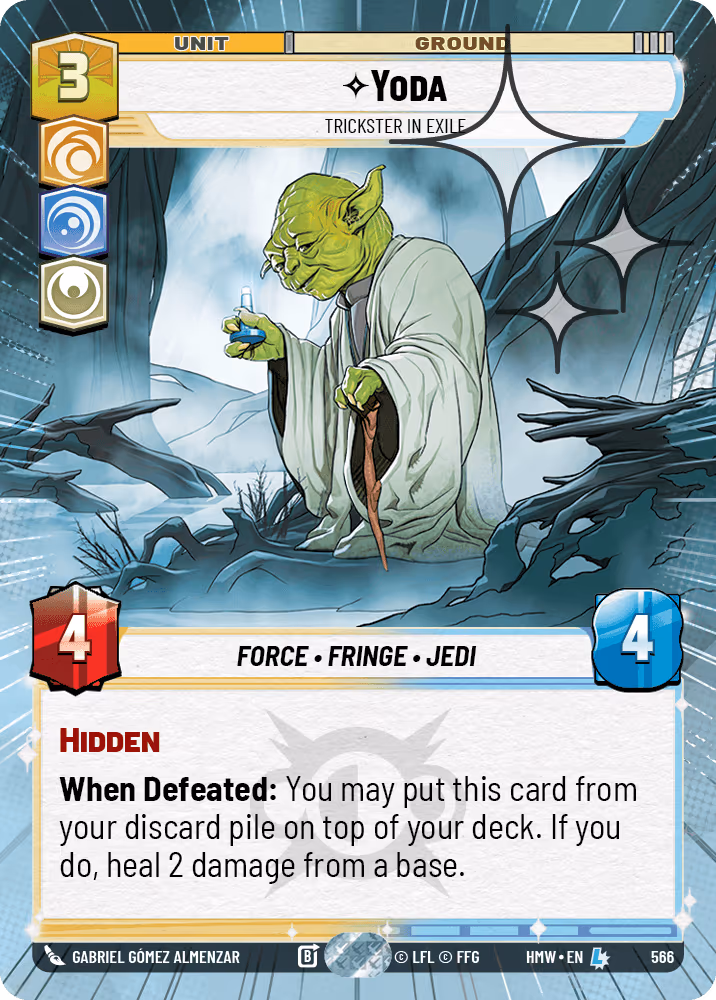 Yoda - Trickster in Exile HMW-566 Hyperspace Foil Star Wars Unlimited card