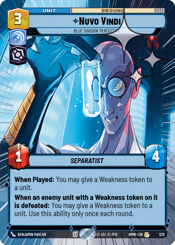 Nuvo Vindi - Blue Shadow Perfected HMW-572 Hyperspace Foil Star Wars Unlimited card