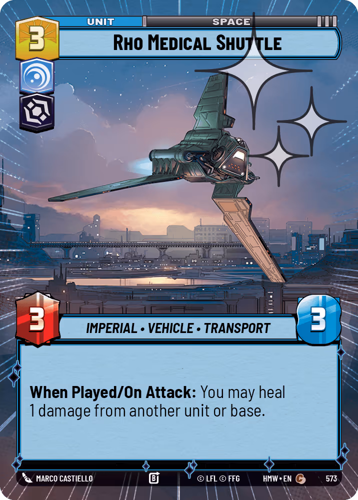 Rho Medical Shuttle HMW-573 Hyperspace Foil Star Wars Unlimited card