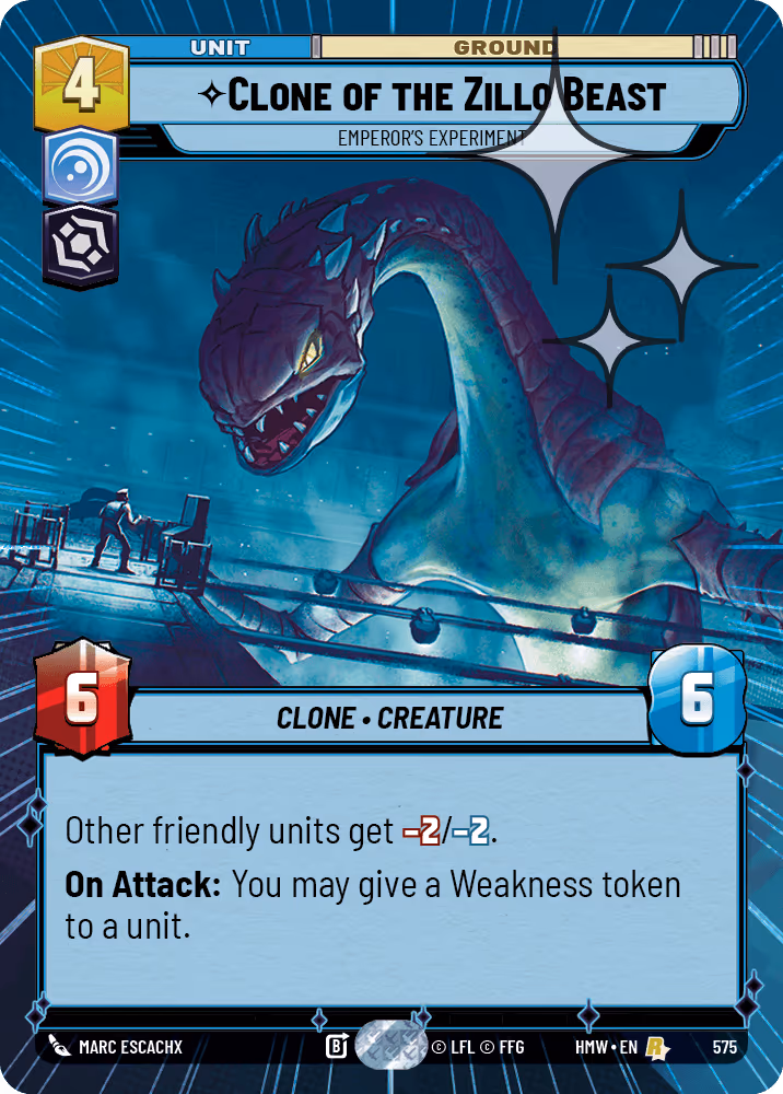 Clone of the Zillo Beast - Emperor's Experiment HMW-575 Hyperspace Foil Star Wars Unlimited card